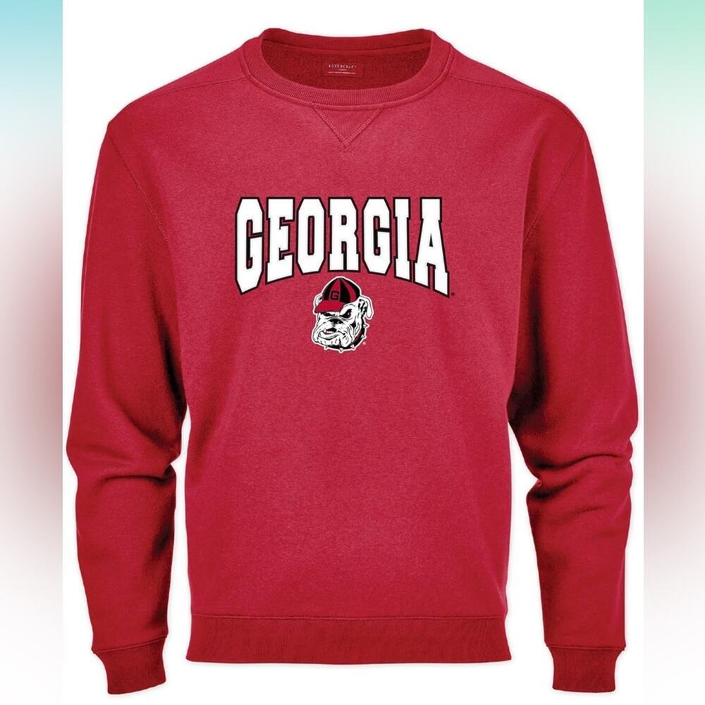 boxercraft Men's‎ NCAA Georgia Bulldogs Team Logo Fleece Crew NWT Size XL